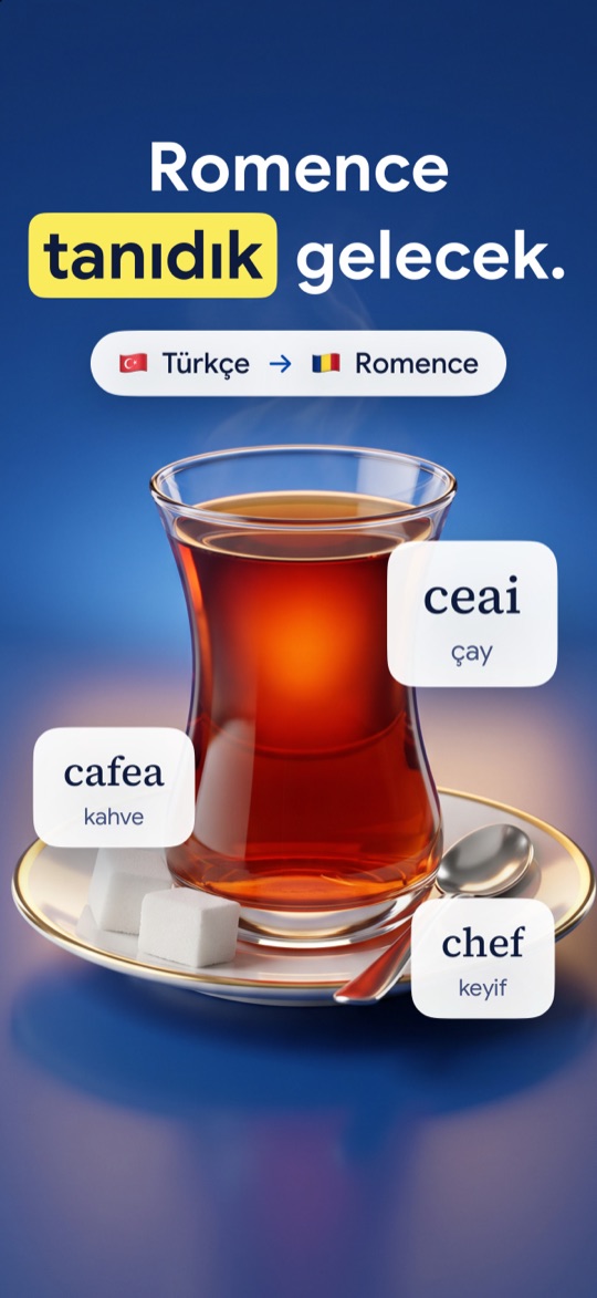Turkish to Romanian course: a lesson teaching the word ceai (tea) with audio and a note from Turgut Hoca
