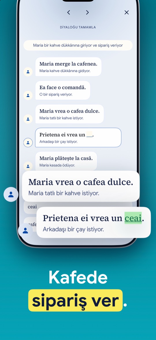 Dialogue completion in a café conversation